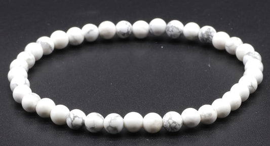 Pulsera Howlita Blanca perlas 4mm