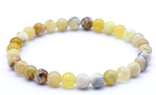 Pulsera de Ópalo Amarillo perlas 6mm