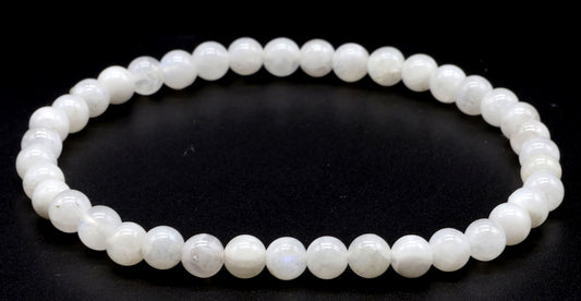 Pulsera de Piedra Luna Blanca 'AA' perlas de 4mm