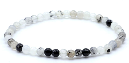Pulsera Cuarzo Turmalina Perlas 4mm